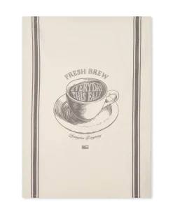 Lexington Kjøkkenhåndkle I Bomull Med Fresh Brew-Print Hvit/Mørk Grå 50x70