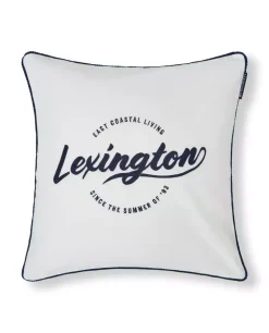 Lexington Putetrekk Med Hvit Logo I Økologisk Bomullstwill, Hvit/Blå