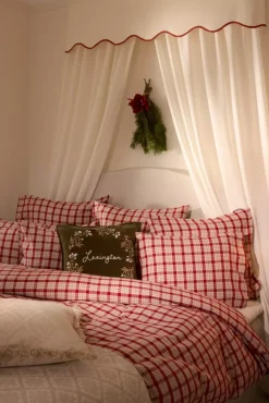 Lexington Rødt/Beige Rutete Bomullsflanell Sengetøy