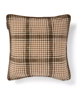 Lexington Rutet Bomullsputetrekk Brun/Fudge/Lys Beige 50x50
