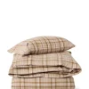 Lexington Rutete Bomullsflanell Sengesett Fudge/Beige/Fiken 200x220/2x50x70
