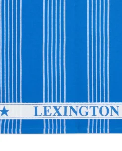 Lexington Rutete Kjøkkenhåndkle I Økologisk Bomullsfrotté, Blå/Hvit