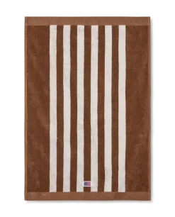 Lexington Stripet Frottéhåndkle Fudge/Snøhvit 70x130