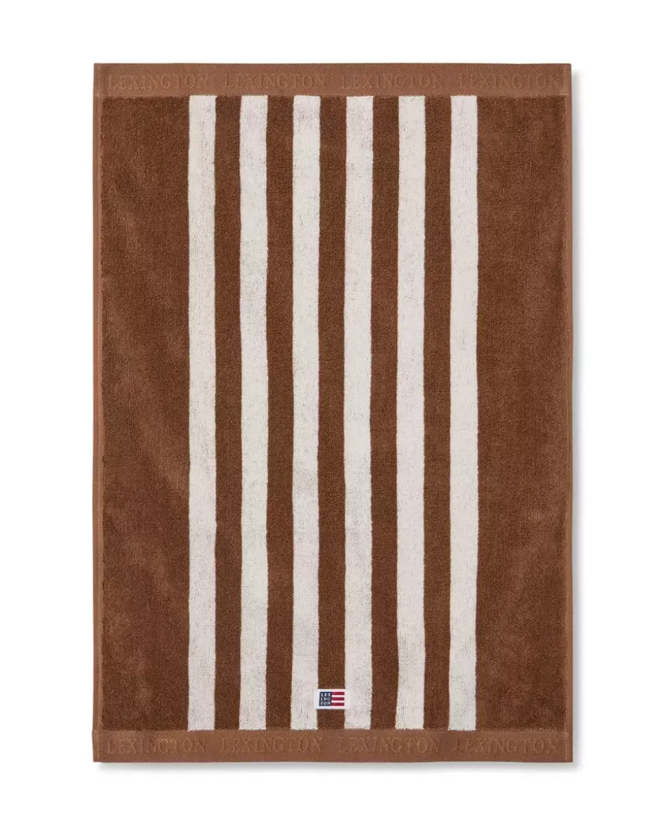 Lexington Stripet Frottéhåndkle Fudge/Snøhvit 70x130