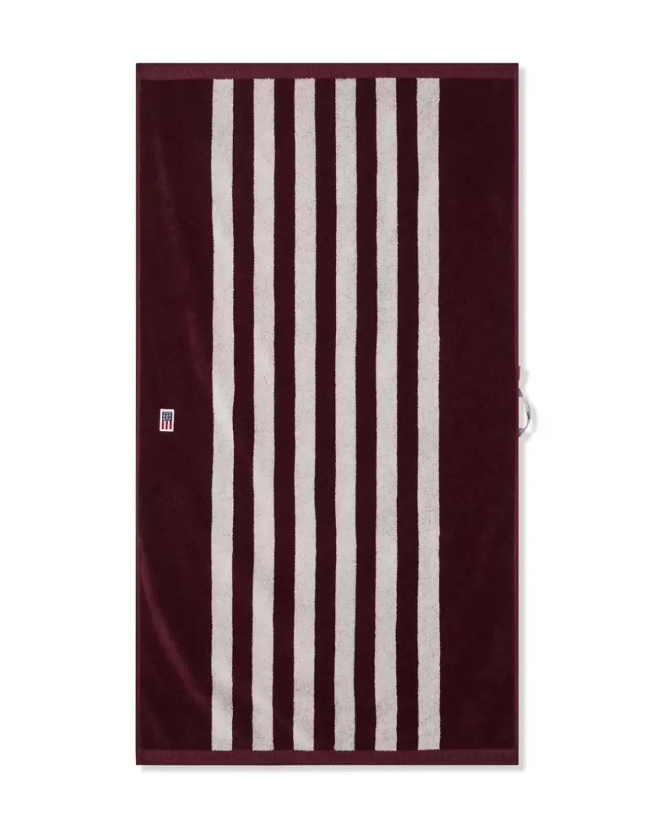 Lexington Stripet Frottéhåndkle Fiken/Snøhvit 70x130