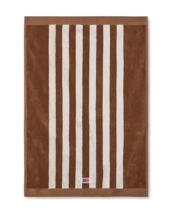 Lexington Stripet Frottéhåndkle Fudge/Snøhvit 50x70