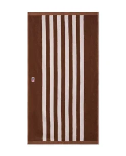Lexington Stripet Frottéhåndkle Fudge/Snøhvit 50x70