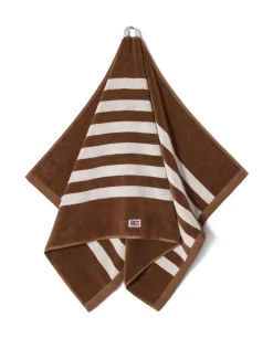 Lexington Stripet Frottéhåndkle Fudge/Snøhvit 30x50