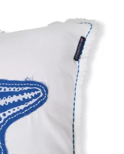 Lexington Summer Putetrekk I Linblanding Med Brodert Applikasjon, Blå/Hvit