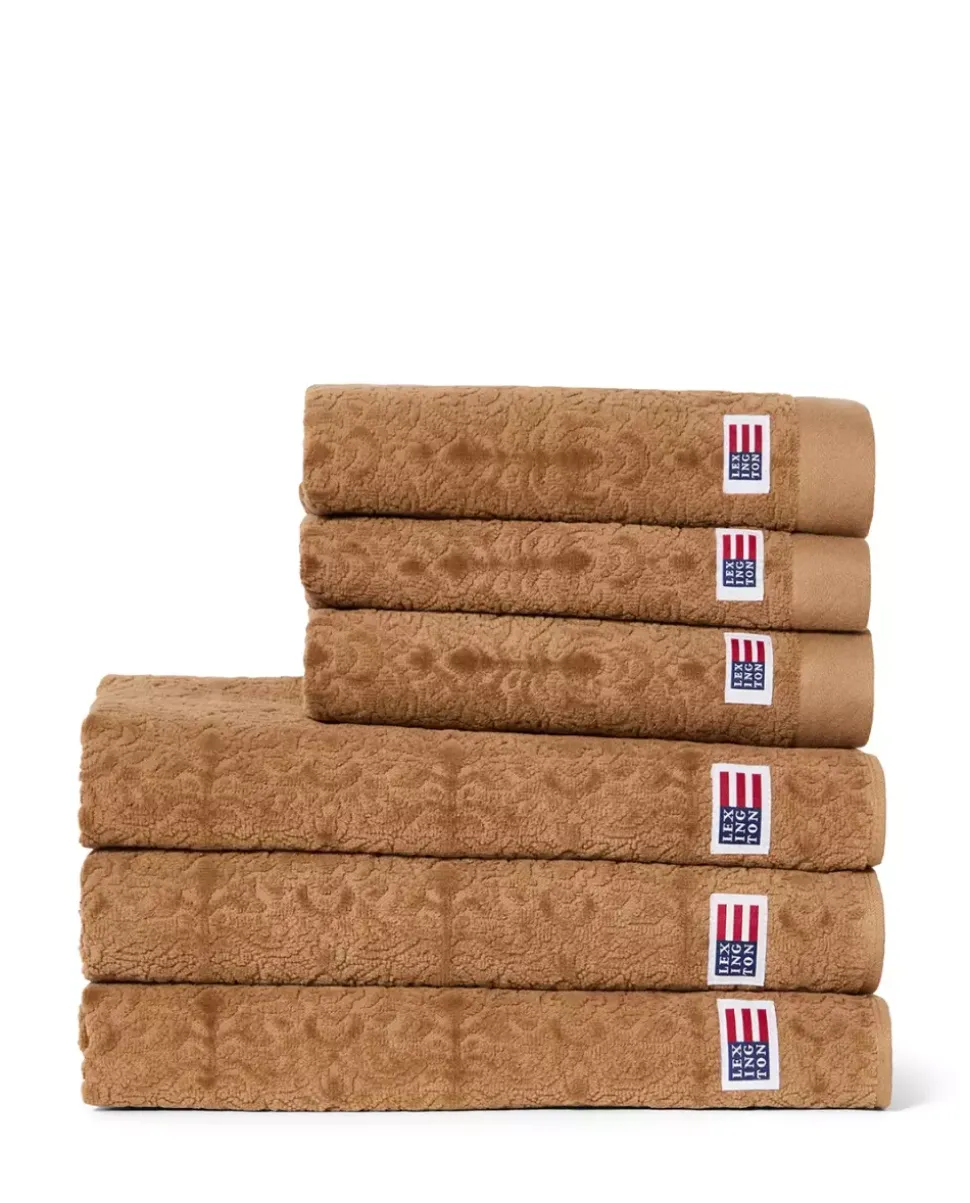 Lexington Velourhåndkle Med Jacquardmønster Fudge 70x130