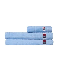 Lexington Velour Jacquard Håndkle Med Logo Himmelblå 70x130cm