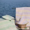 Lino Pledd Block Stripes Grønn