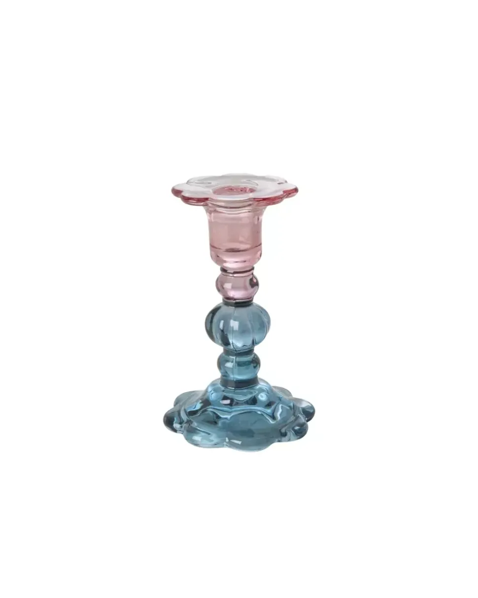 Lysestake Glass Blå/Rosa