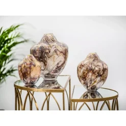 Magnor - Unik skulptur kunstglass brun multi stor 31 cm