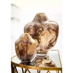 Magnor - Unik skulptur kunstglass brun multi liten 17 cm