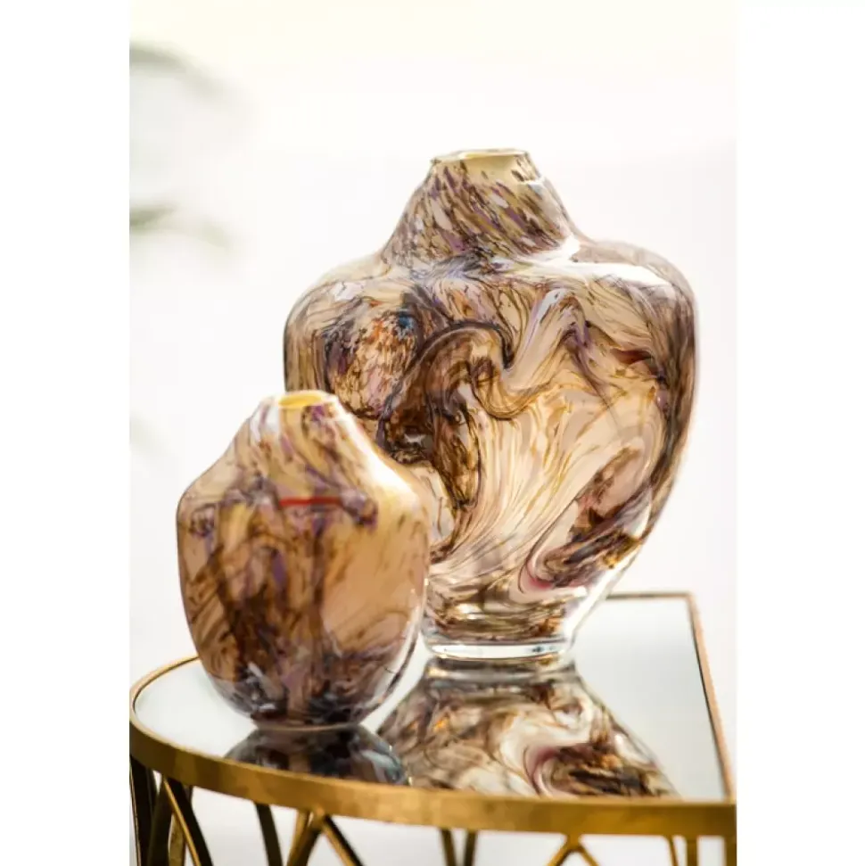 Magnor - Unik skulptur kunstglass brun multi liten 17 cm
