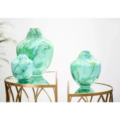 Magnor - Unik skulptur kunstglass grønn multi liten 17 cm