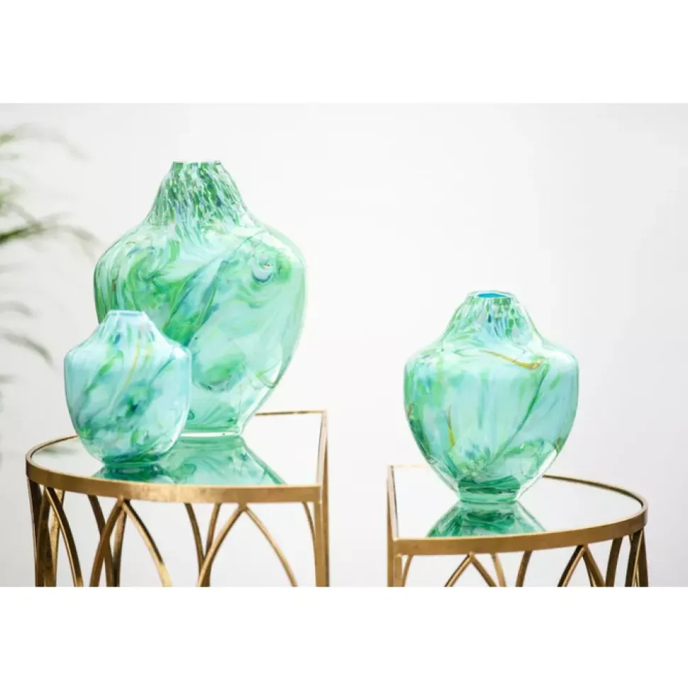 Magnor - Unik skulptur kunstglass grønn multi liten 17 cm