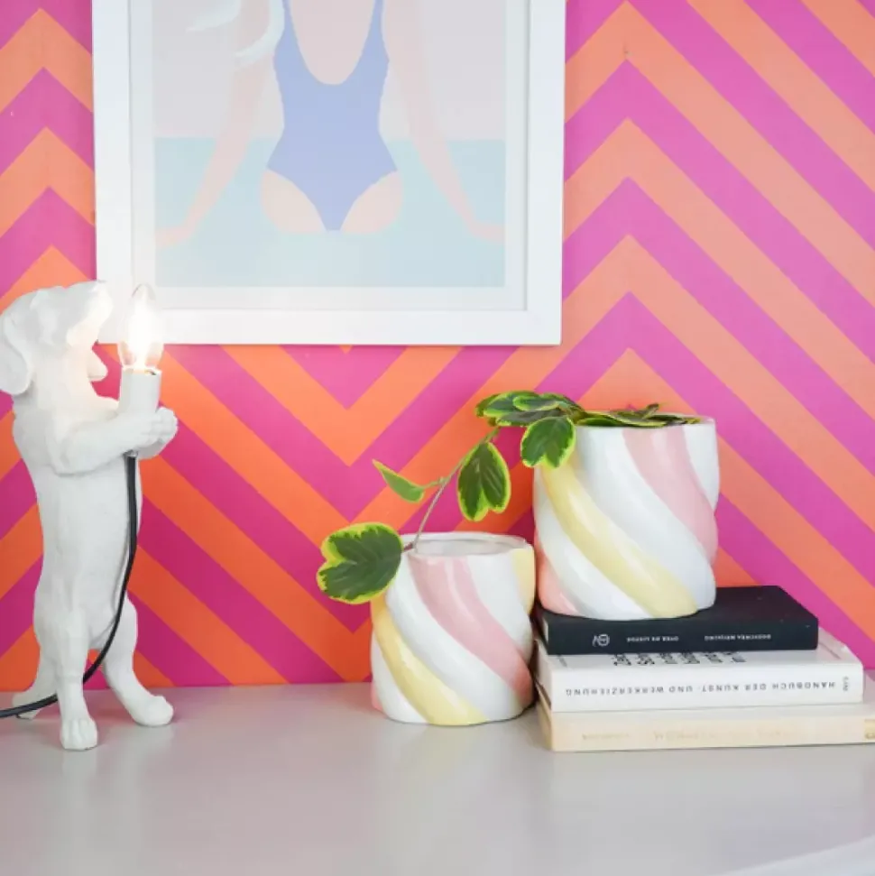 Marshmellow Potte Hvit/Gul/Rosa H16