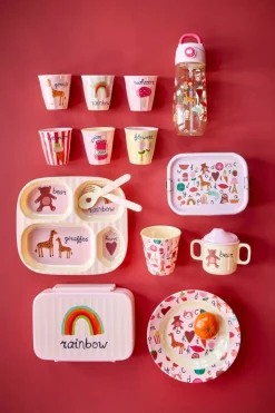 Melamin Baby Spisesett I Gaveeske Med Rosa Abc Print - 4 Deler