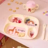Melamin Barne 4-Roms Tallerken Med Rosa Abc Print