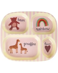 Melamin Barne 4-Roms Tallerken Med Rosa Abc Print