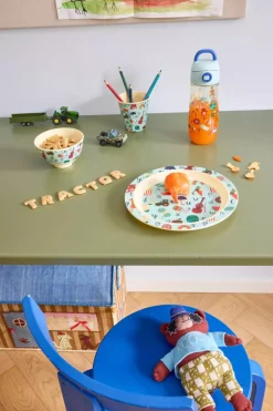 Melamin Barne 4-Roms Tallerken Med Blått Abc Print