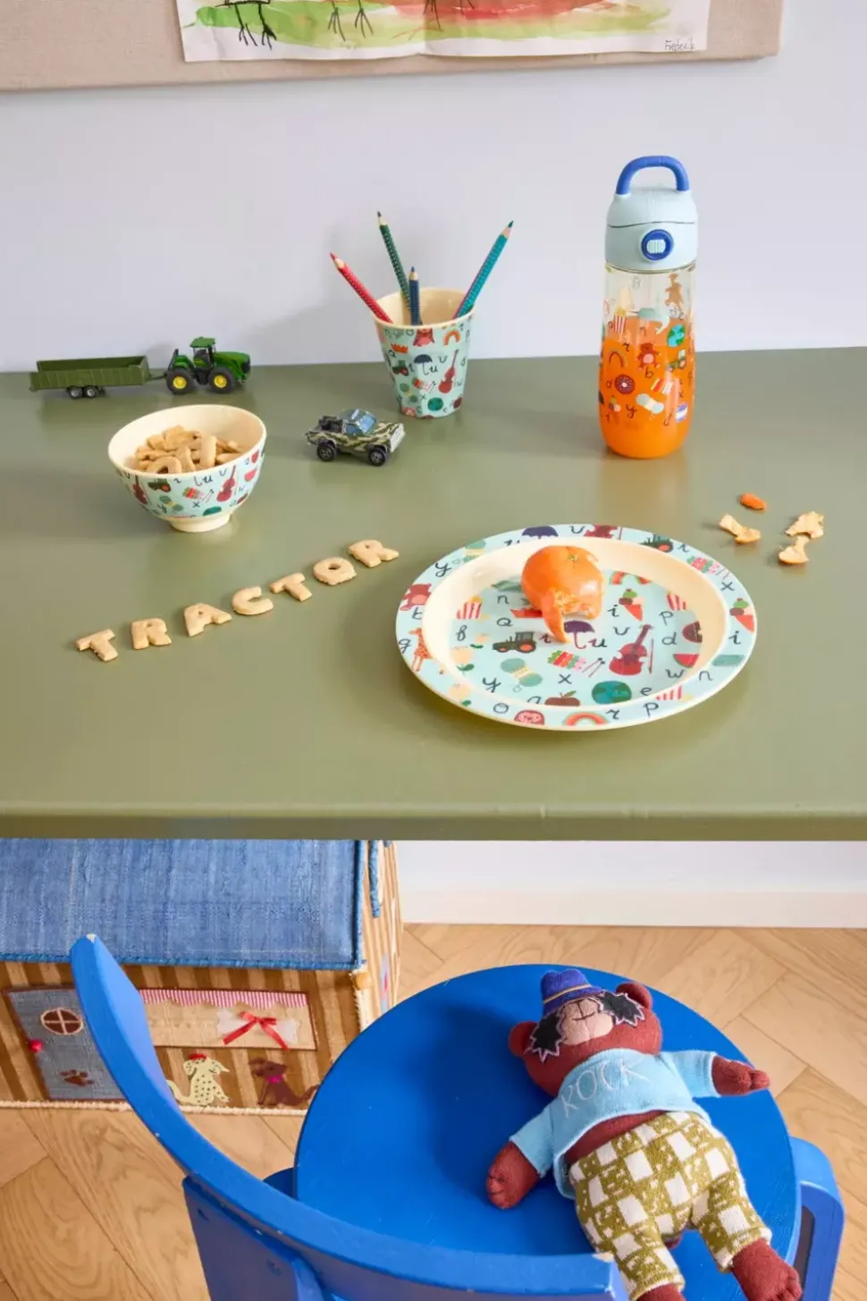 Melamin Barne 4-Roms Tallerken Med Blått Abc Print