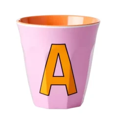 Melamin Bokstavkopp A H9 Rosa