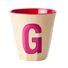 Melamin Bokstavkopp G H9 Rosa