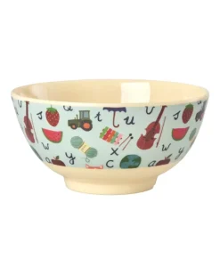 Melaminbolle Med Blått Abc Print - Medium - 700 Ml