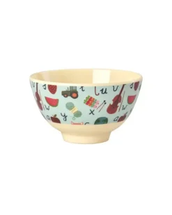 Melaminbolle Med Blått Abc Print - Liten - 300 Ml