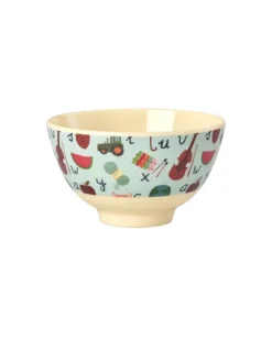 Melaminbolle Med Blått Abc Print - Liten - 300 Ml