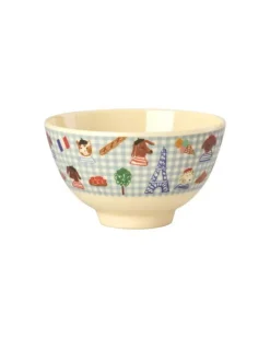 Melaminbolle Med Blått Kids In Paris Print - Liten - Lys Blå - 300 Ml