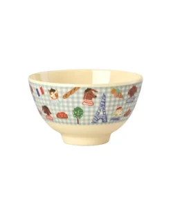 Melaminbolle Med Blått Kids In Paris Print - Liten - Lys Blå - 300 Ml