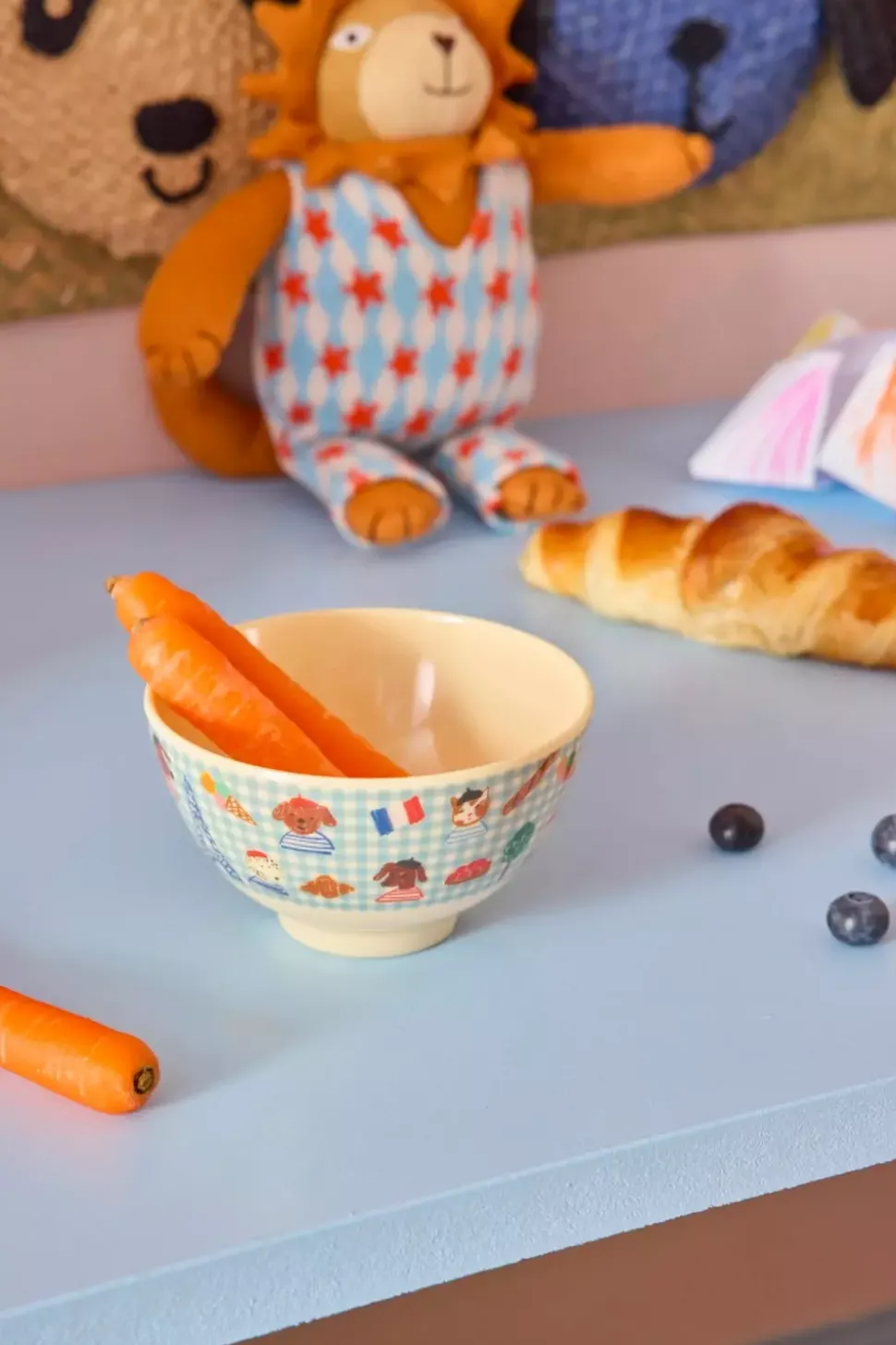 Melaminbolle Med Blått Kids In Paris Print - Liten - Lys Blå - 300 Ml