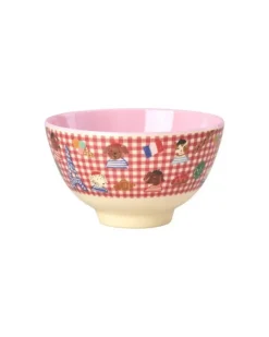 Melaminbolle Med Rødt Kids In Paris Print - Liten - Rosa - 300 Ml