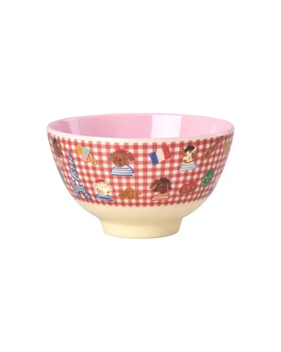 Melaminbolle Med Rødt Kids In Paris Print - Liten - Rosa - 300 Ml