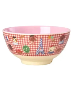 Melaminbolle Med Rødt Kids In Paris Print - Medium - Rosa - 700 Ml