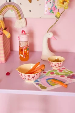 Melaminbolle Med Rosa Abc Print - Liten - 300 Ml