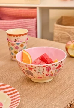 Melaminbolle Med Tivolitrykk - Rosa