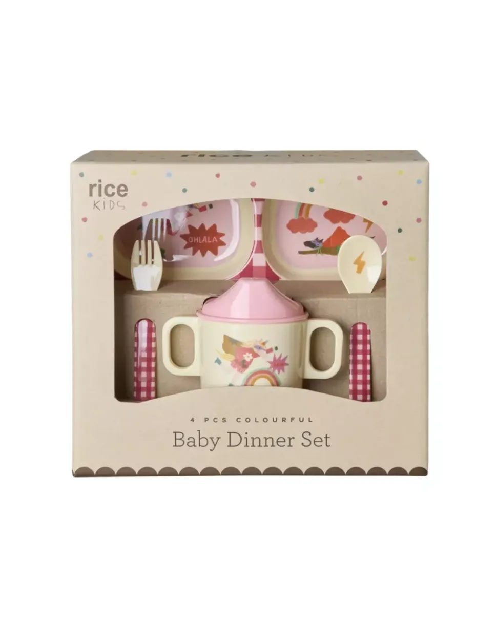 Melamin Gavesett Barn/Baby Hero Print Rosa
