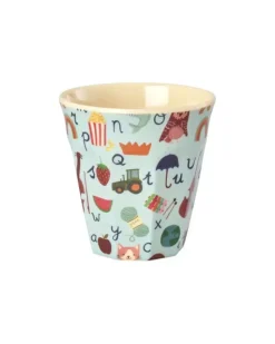 Melaminkopp Med Blått Abc Print - Medium - 250 Ml