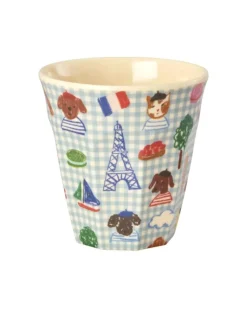 Melaminkopp Med Blått Kids In Paris Print - Medium - Blå - 250 Ml