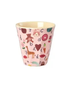Melaminkopp Med Rosa Abc Print - Medium - 250 Ml