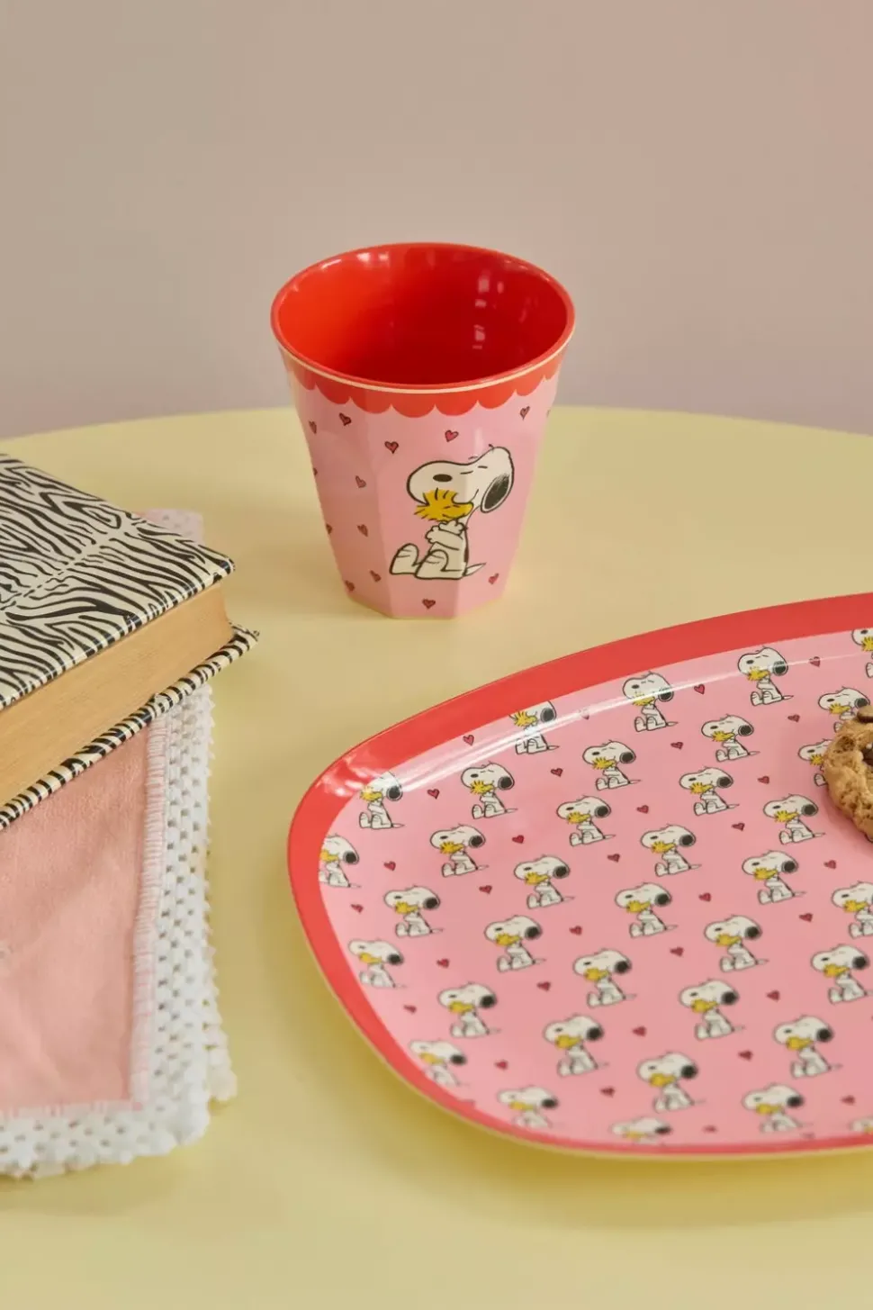 Melaminkopp Snoopy Rosa H9