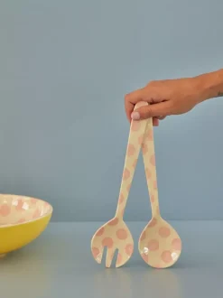 Melamin Salatbestikk Rosa Prikker L29