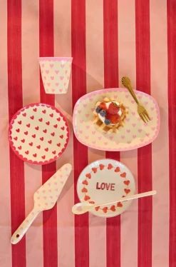 Melamintallerken Favorite Hearts Dark Pink