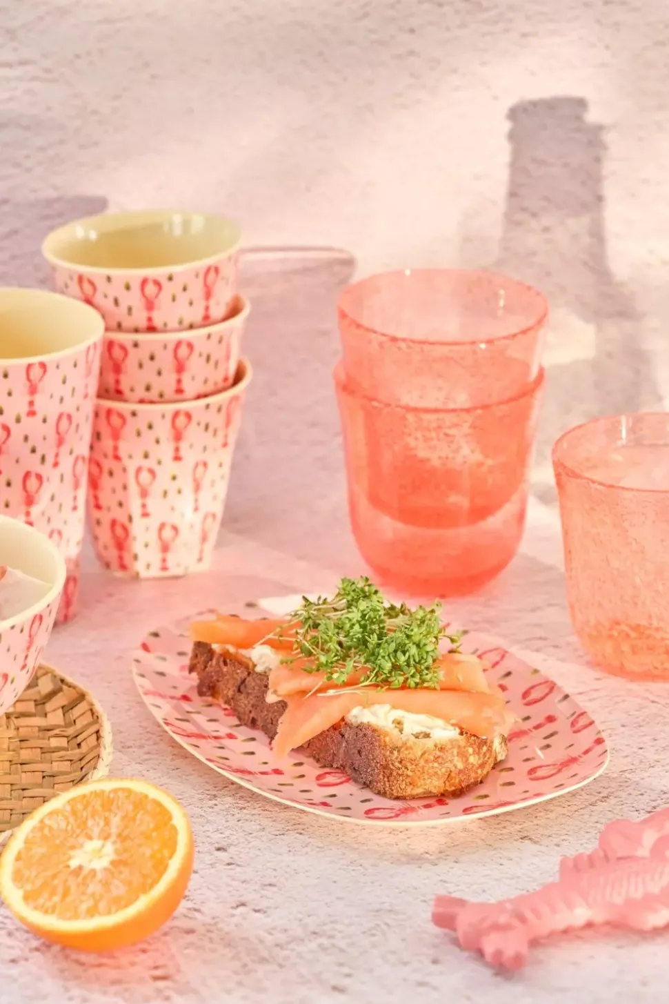 Melamintallerken Pink Lobster