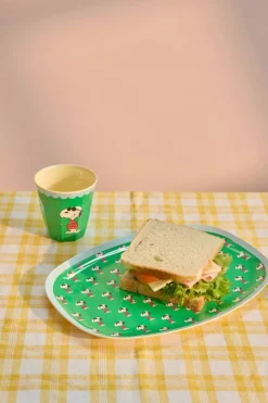 Melamintallerken Snoopy Grønn